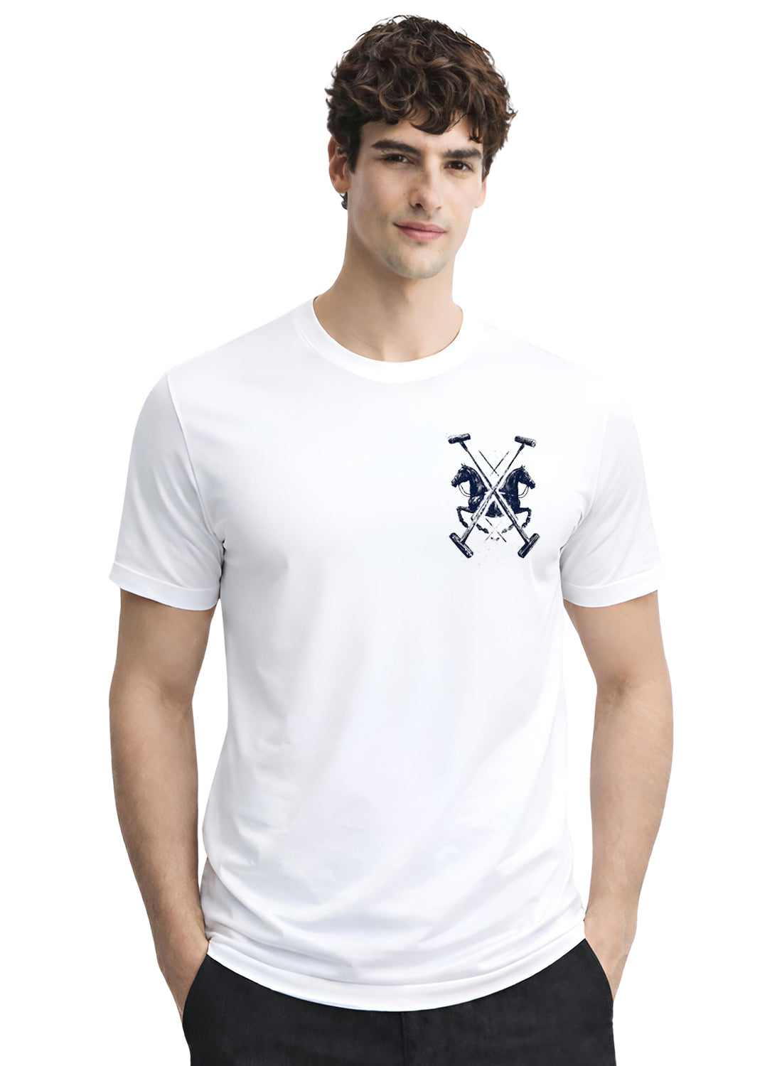 ADRO Mens Polo Crest Printed T-Shirt for Men | Cotton Printed Tshirt | Regular Fit Casual T-Shirts | Premium Summer Tshirts