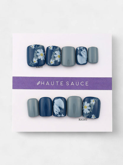 The Bijou Block Press-On Nails - Crystal Silver:Raven Black