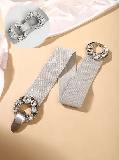 The Cristal Halo Elastic Belt - Metallic Silver