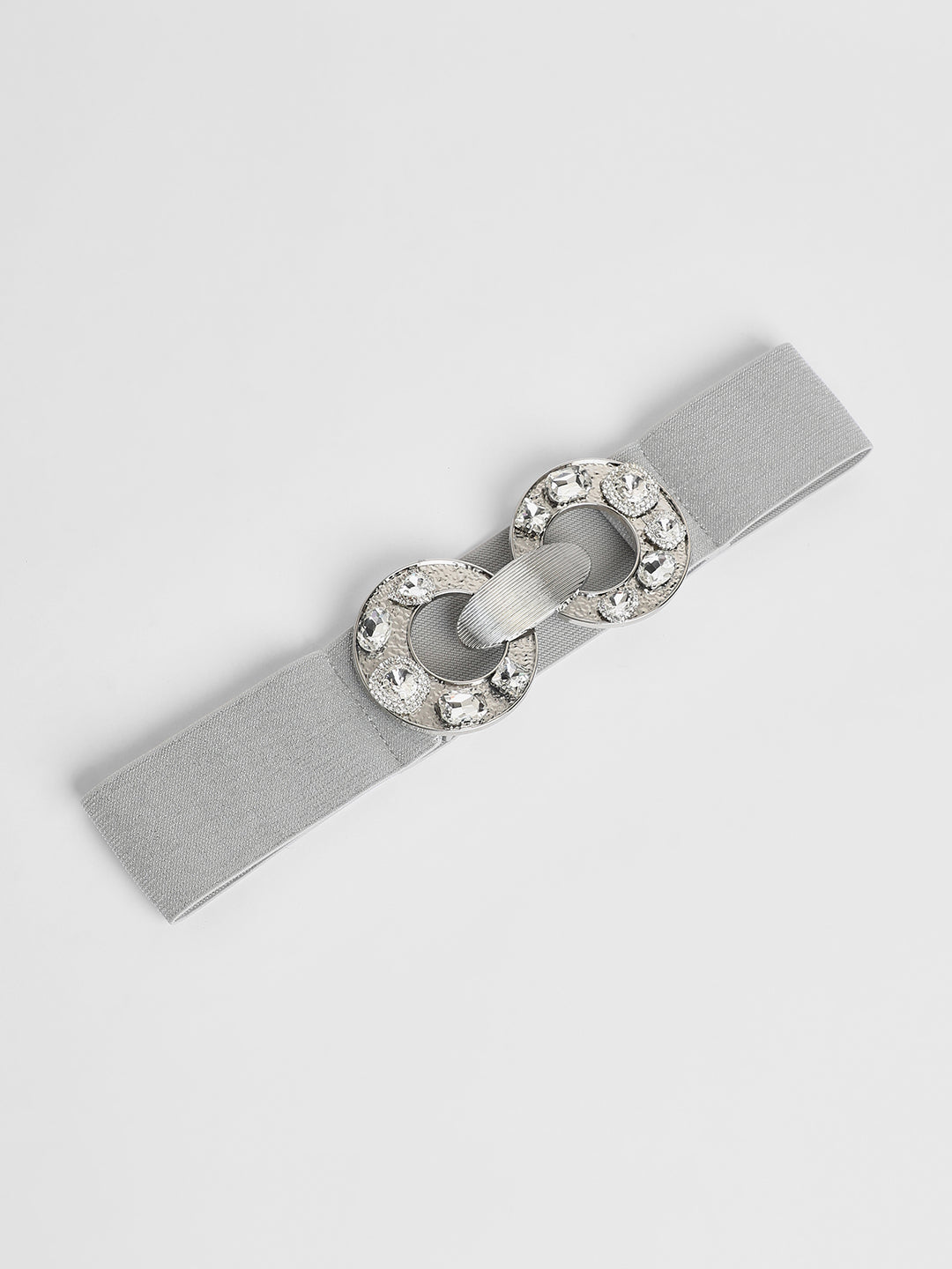 The Cristal Halo Elastic Belt - Metallic Silver