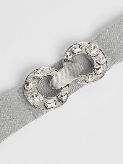 The Cristal Halo Elastic Belt - Metallic Silver