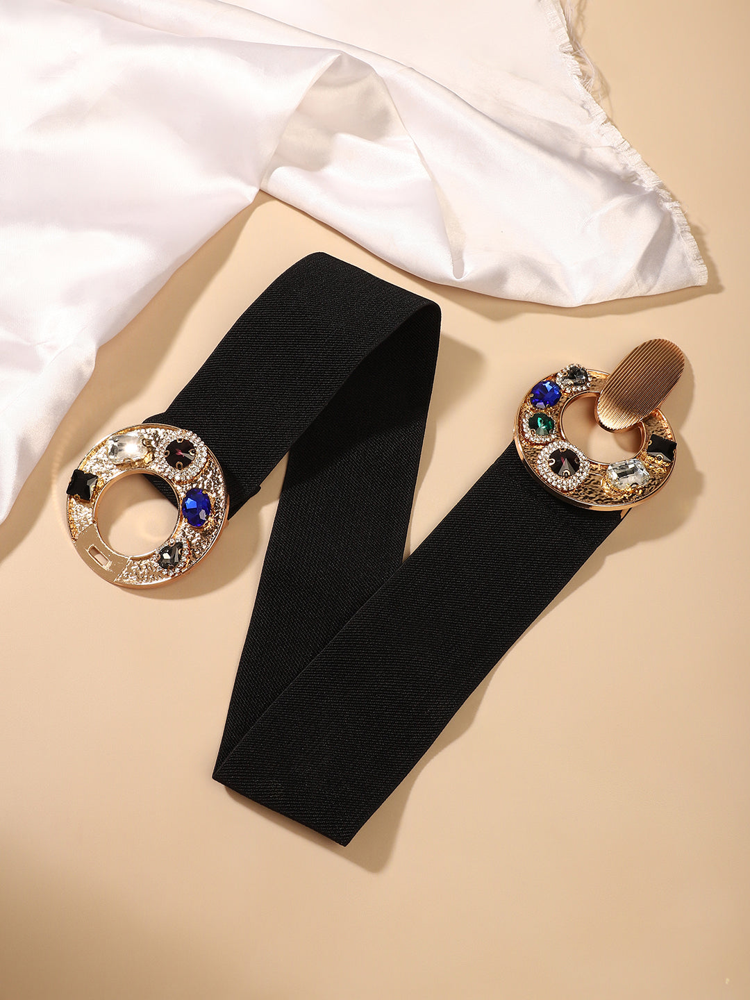 The Cristal Halo Elastic Belt - Raven Black