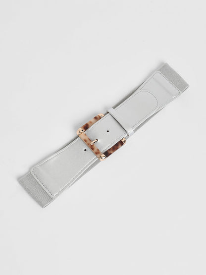 The Tortoiseshell Elastic Belt - Metallic Silver