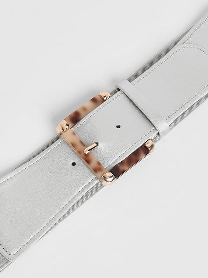 The Tortoiseshell Elastic Belt - Metallic Silver