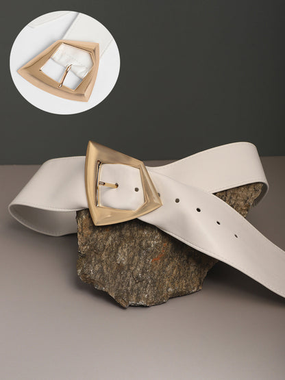 The Volcan Buckle Belt - Daisy White