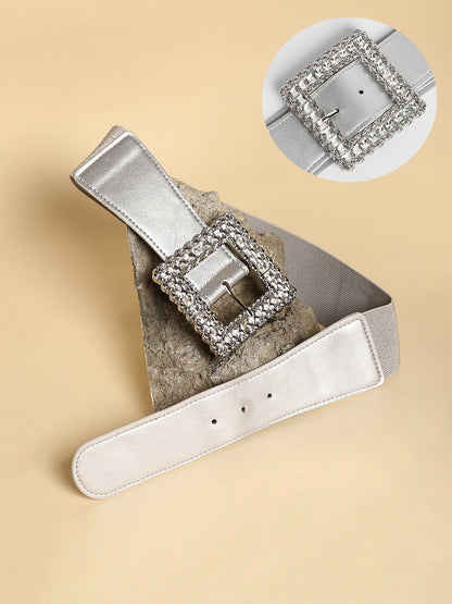 The Quartz Quad Elastic Belt - Metallic Silver