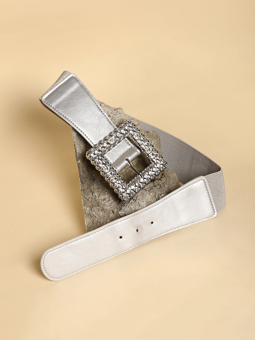 The Quartz Quad Elastic Belt - Metallic Silver