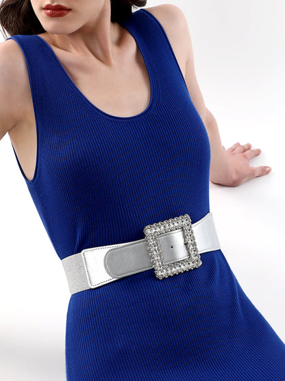 The Quartz Quad Elastic Belt - Metallic Silver