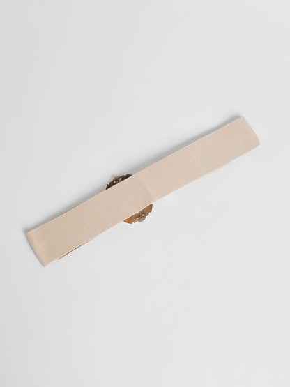 The Oval Bijou Elastic Belt - Ivory White