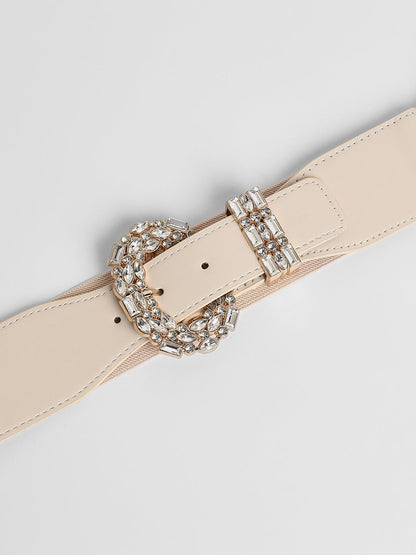The Oval Bijou Elastic Belt - Ivory White