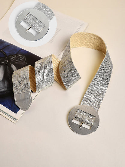 The Straw Buckle Belt - Metallic Silver