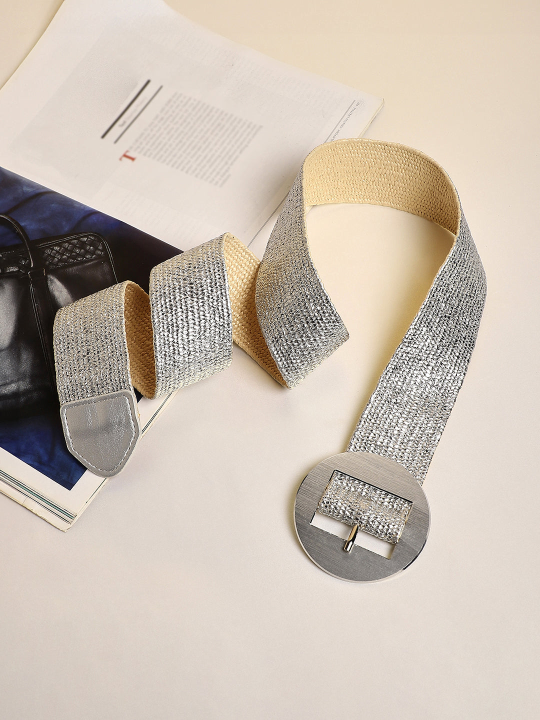 The Straw Buckle Belt - Metallic Silver