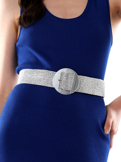 The Straw Buckle Belt - Metallic Silver
