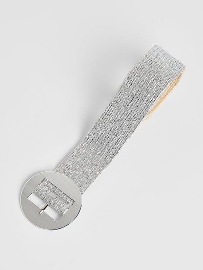 The Straw Buckle Belt - Metallic Silver