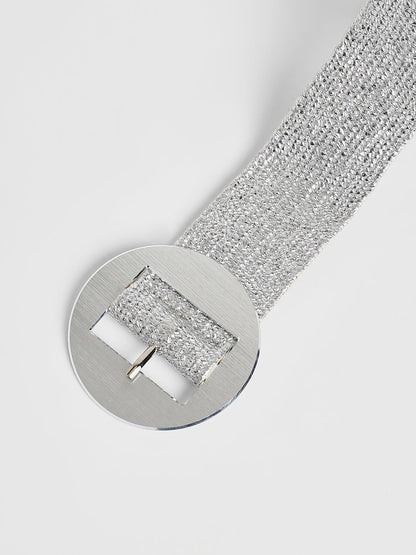 The Straw Buckle Belt - Metallic Silver