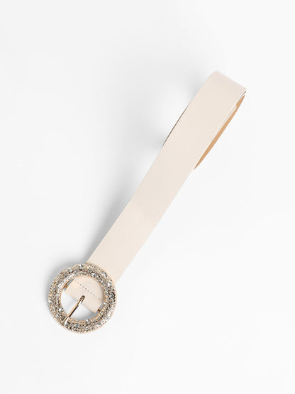 The Celeste Buckle Belt - Ivory White