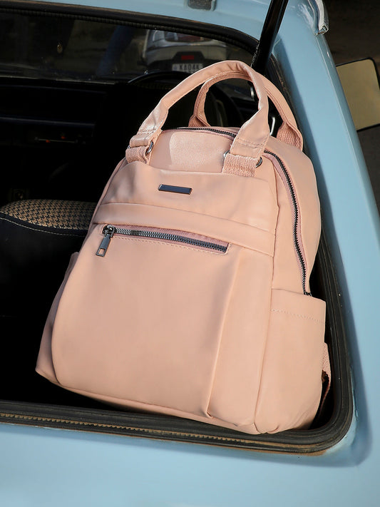 Top Handle Curve Backpack - Light Pink