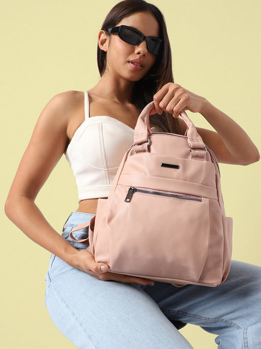 Top Handle Curve Backpack - Light Pink