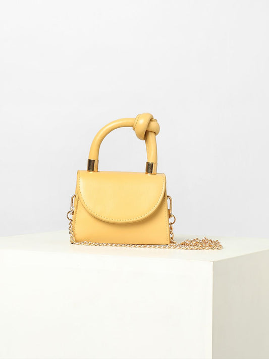 Solid Yellow Handbag With A Flap