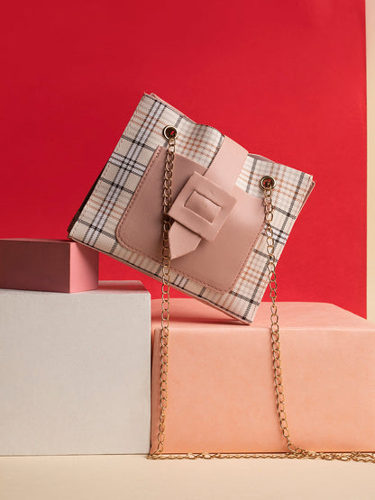 Checkered Pink Cross Body Bag