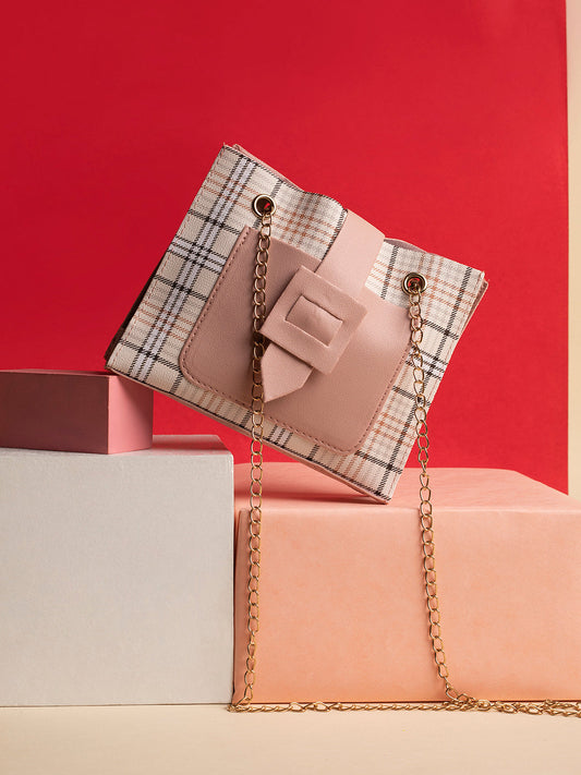 Checkered Pink Cross Body Bag