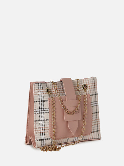 Checkered Pink Cross Body Bag