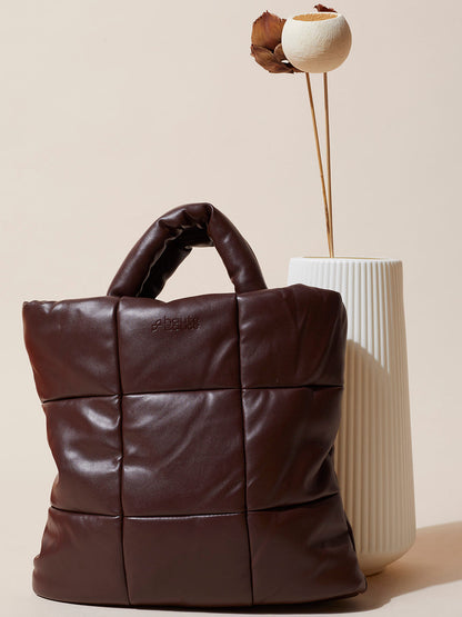 Mystical Quilted Dark Brown Tote Bag