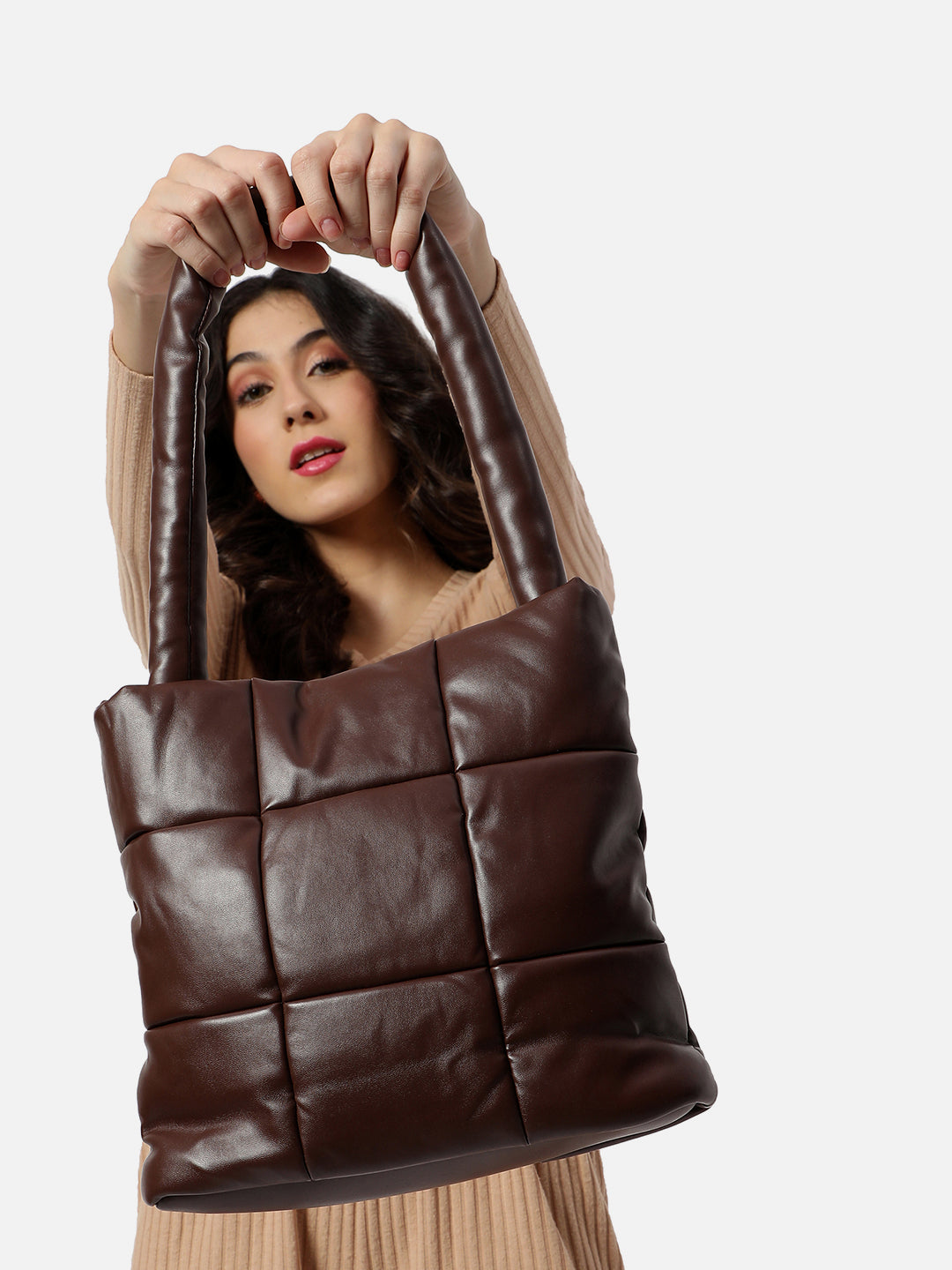 Mystical Quilted Dark Brown Tote Bag