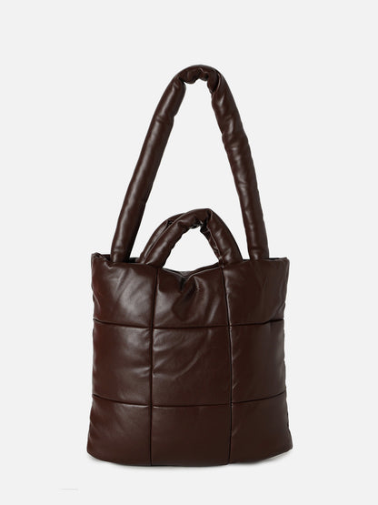 Mystical Quilted Dark Brown Tote Bag