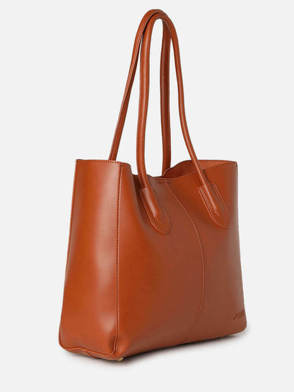 Tug N Tote Brown Bag With Pouch Set