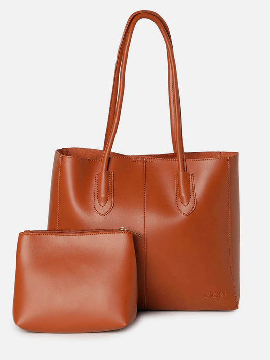 Tug N Tote Brown Bag With Pouch Set