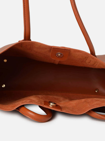 Tug N Tote Brown Bag With Pouch Set