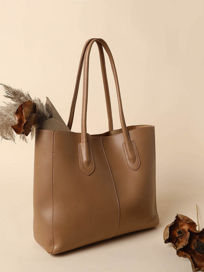 Trove Tan Tote Bag With Pouch Set