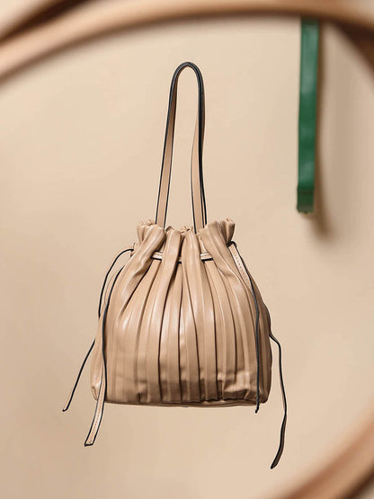 Tug-And-Go Beige Bucket Bag