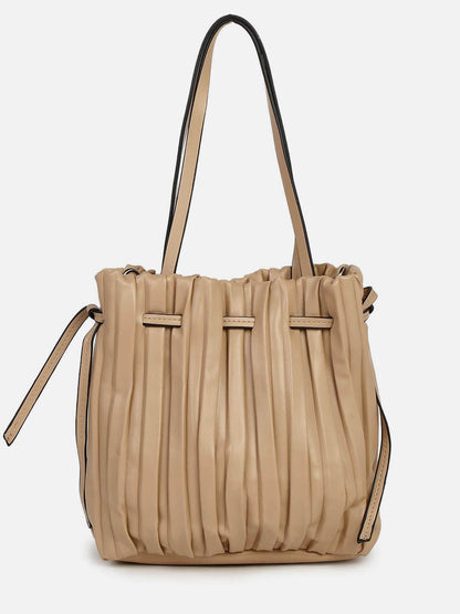 Tug-And-Go Beige Bucket Bag