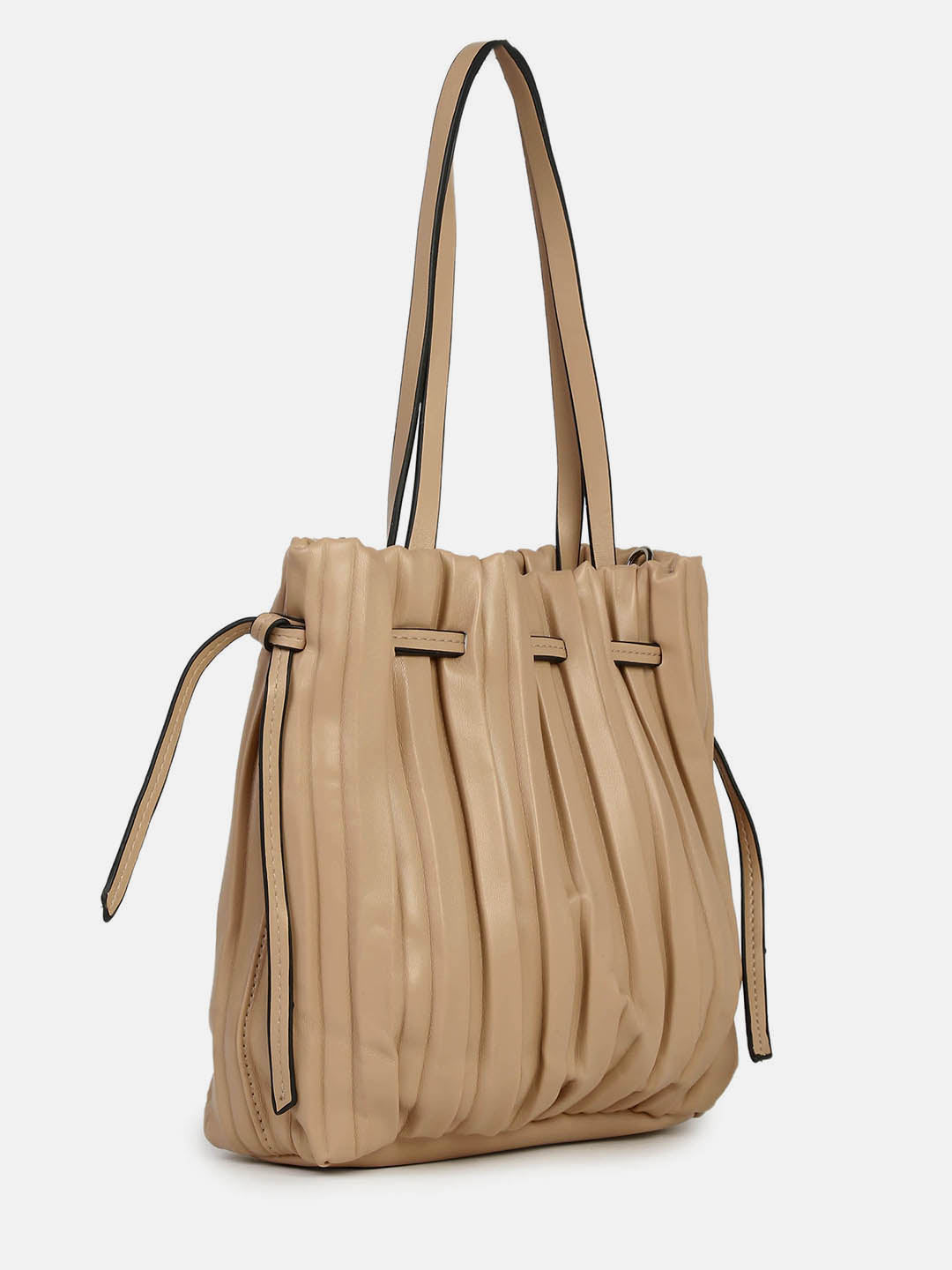 Tug-And-Go Beige Bucket Bag