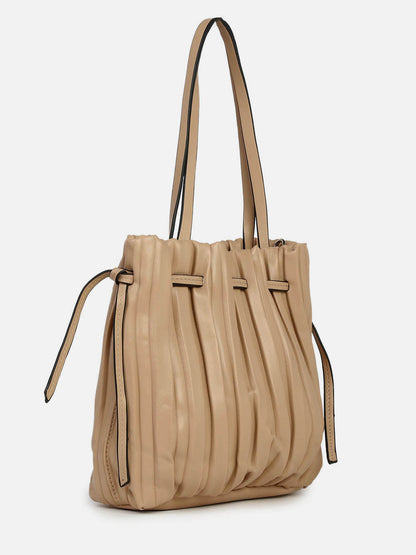 Tug-And-Go Beige Bucket Bag