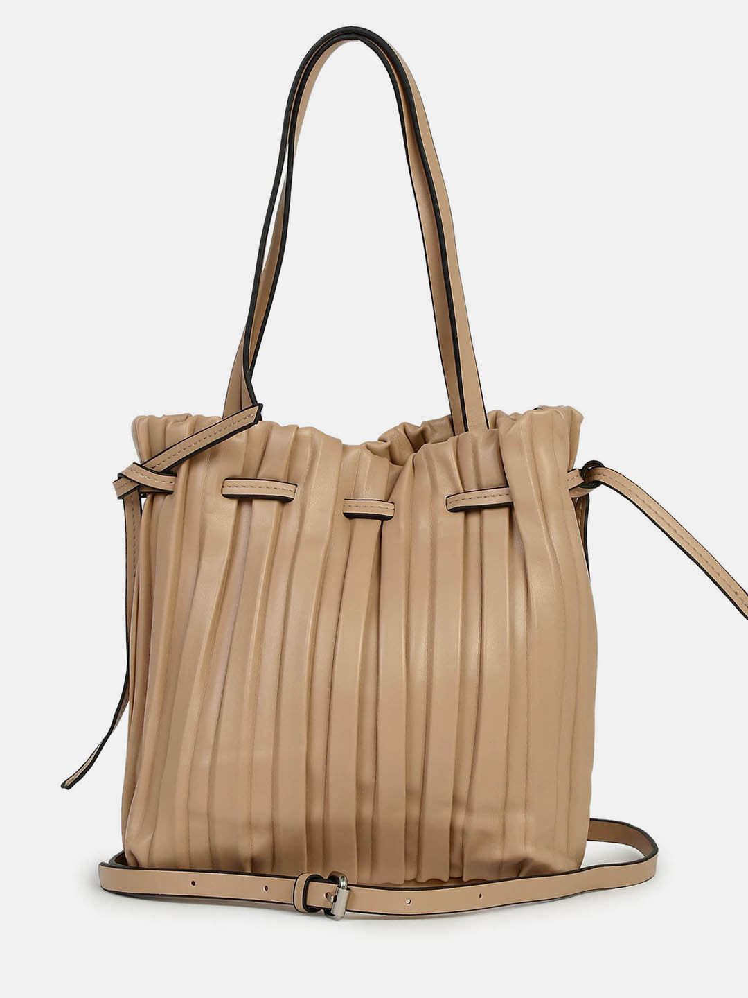 Tug-And-Go Beige Bucket Bag