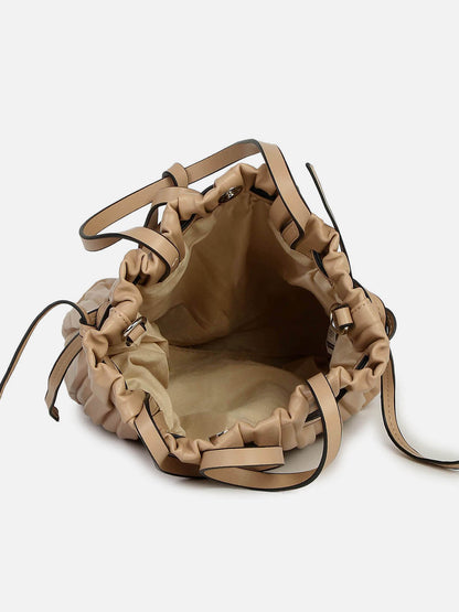 Tug-And-Go Beige Bucket Bag
