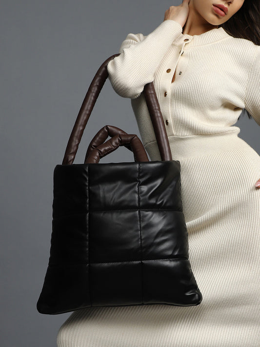 Mystical Quilted Black Tote Bag