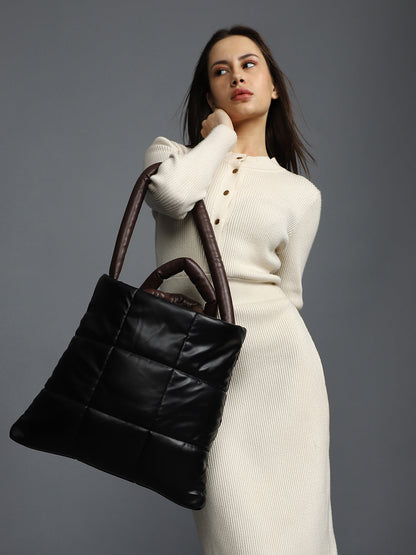 Mystical Quilted Black Tote Bag