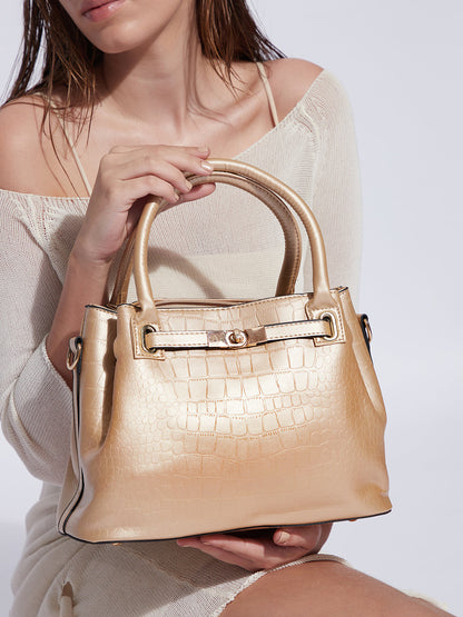 Evelyn Beige HandBag With Pouch Set