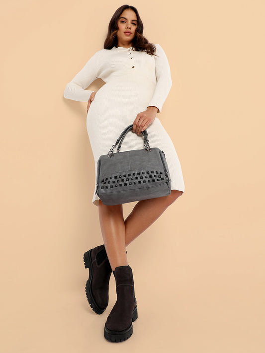 Studded Handbag - Grey