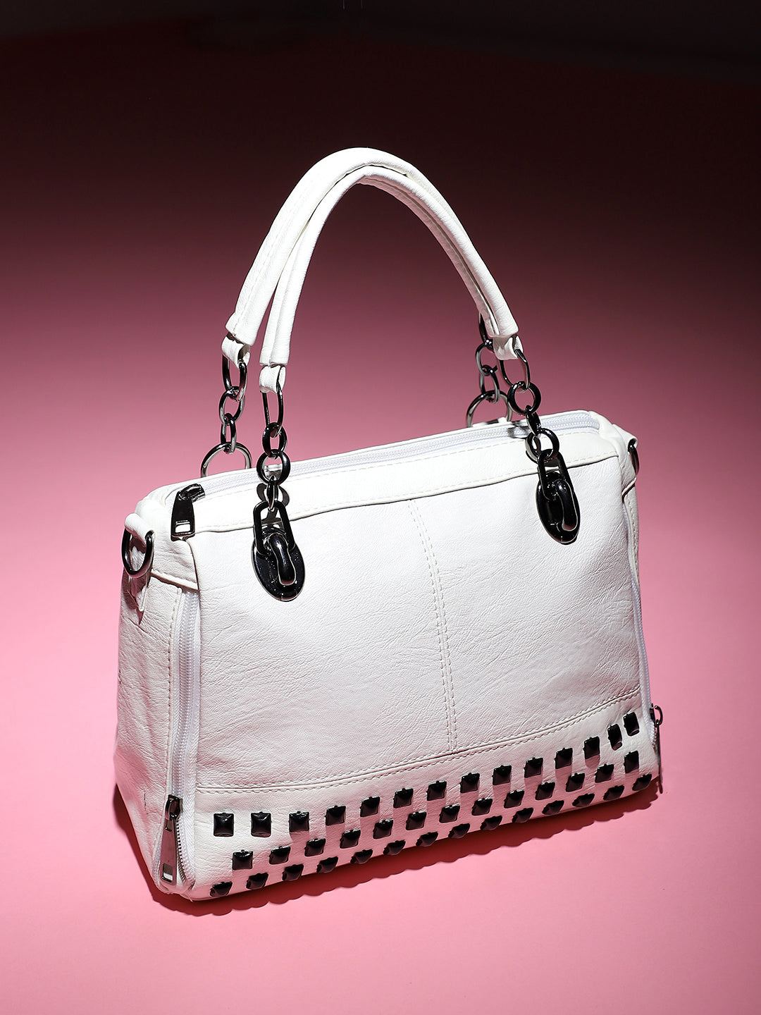Studded Handbag - White