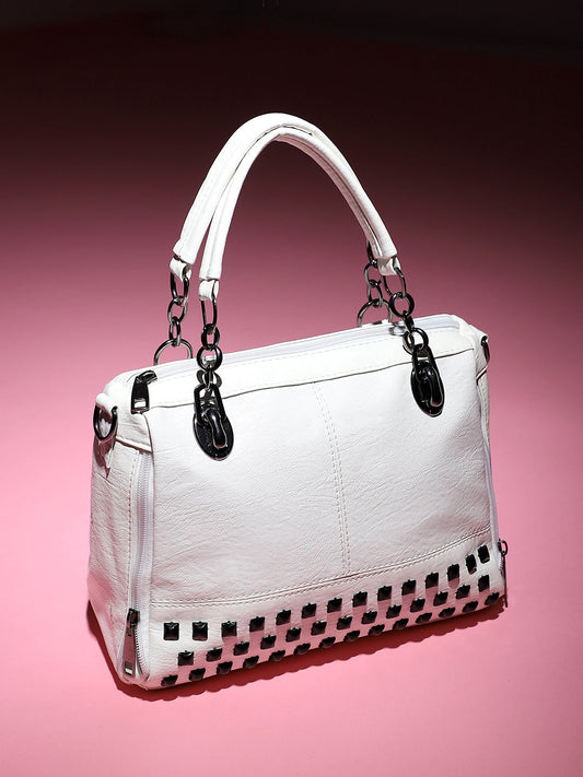 Studded Handbag - White