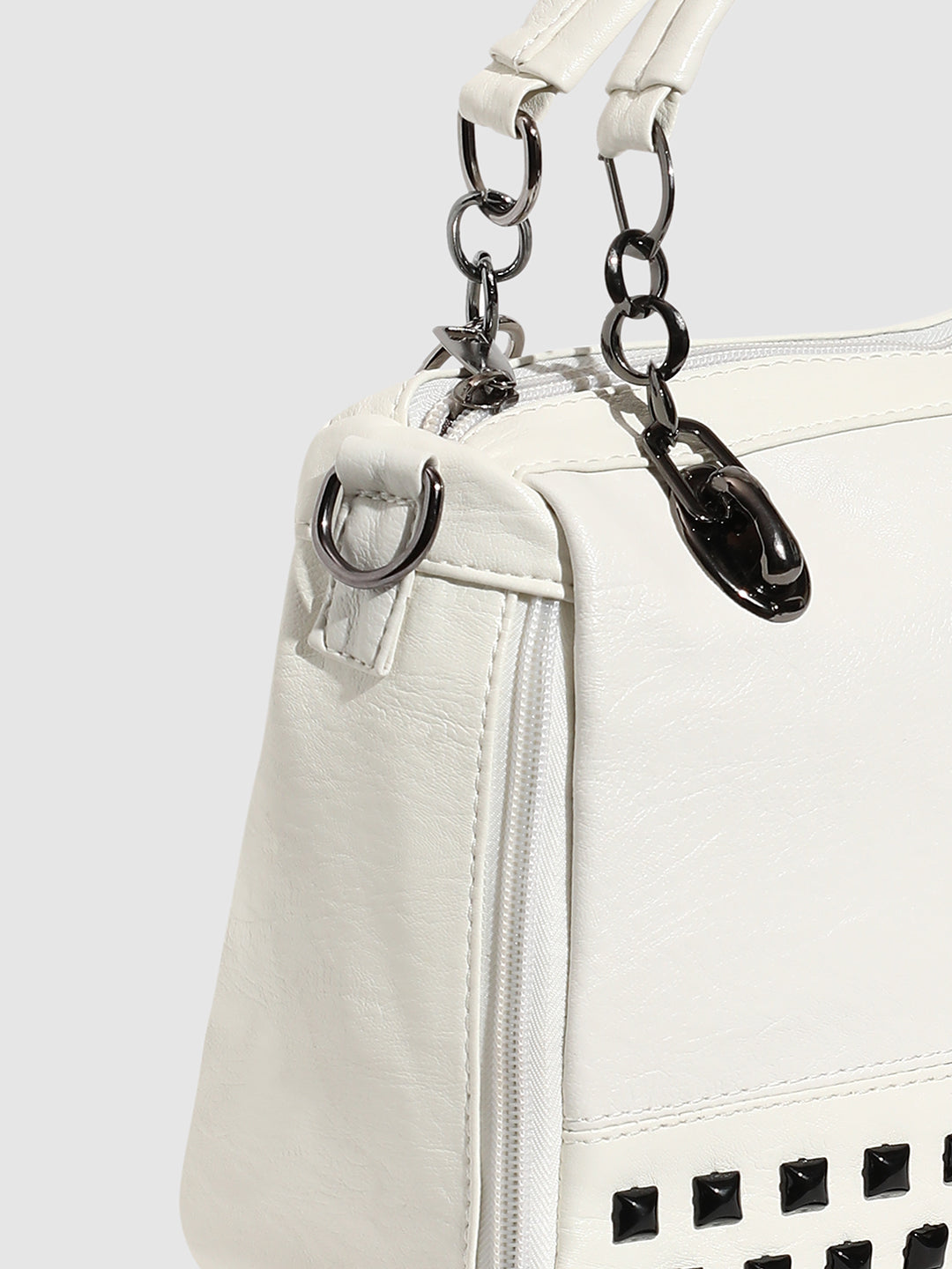 Studded Handbag - White