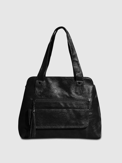 Tassel Flap Handbag - Black