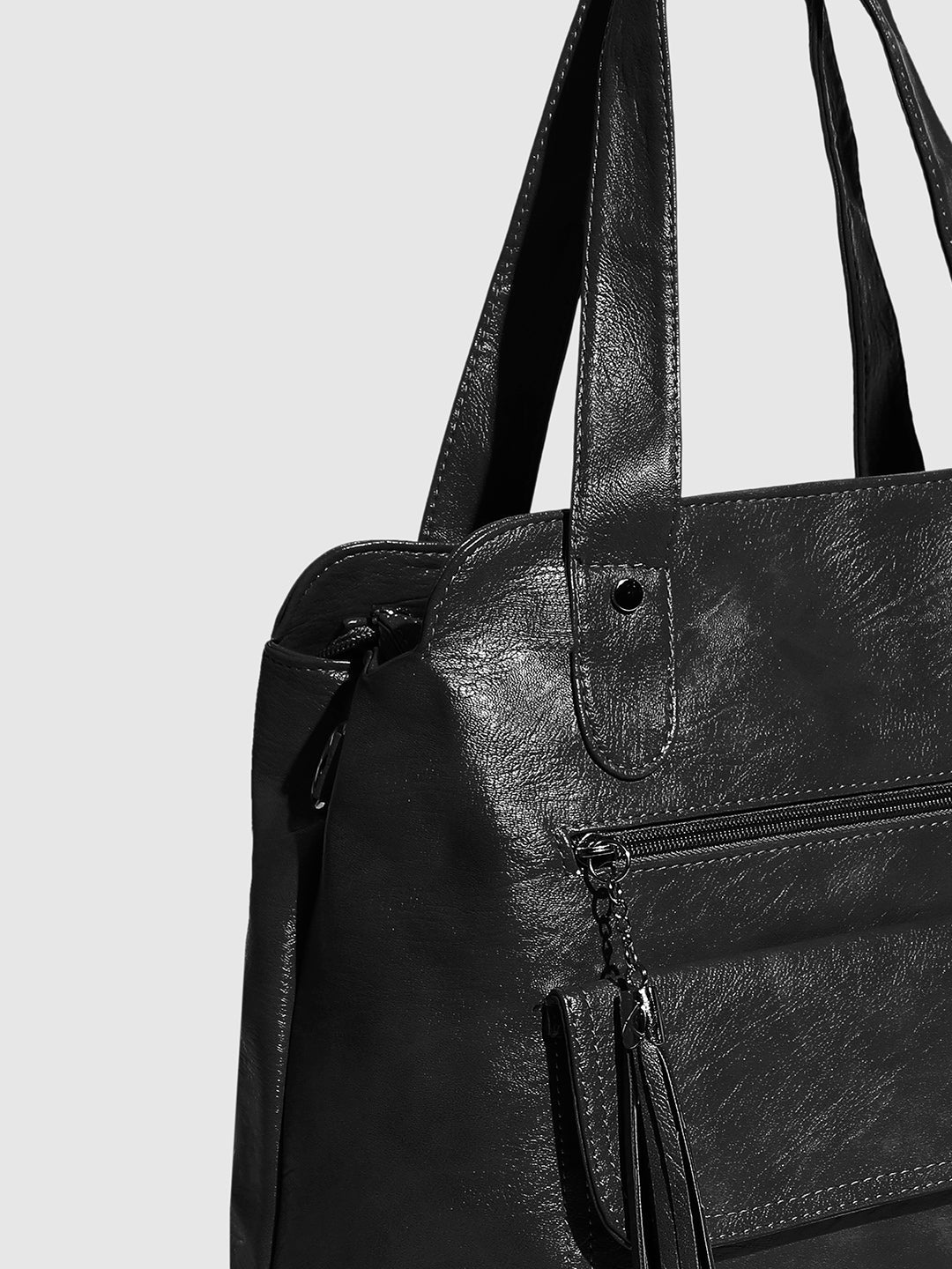 Tassel Flap Handbag - Black