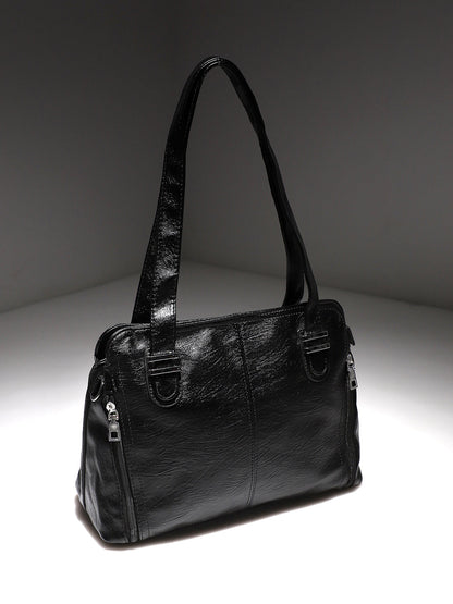 Structured Side-Zip Handbag - Black