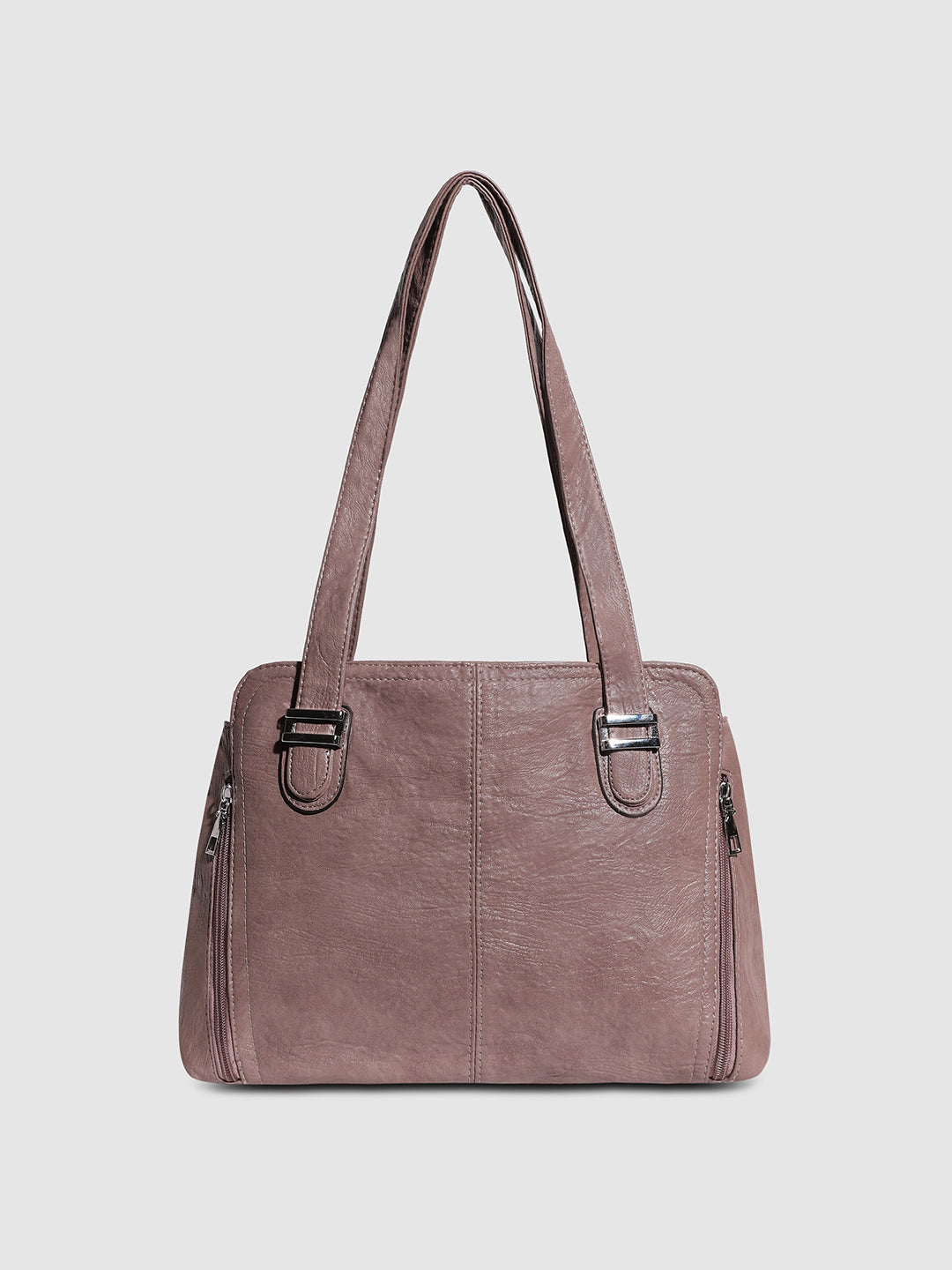 Structured Side-Zip Handbag - Nude Pink